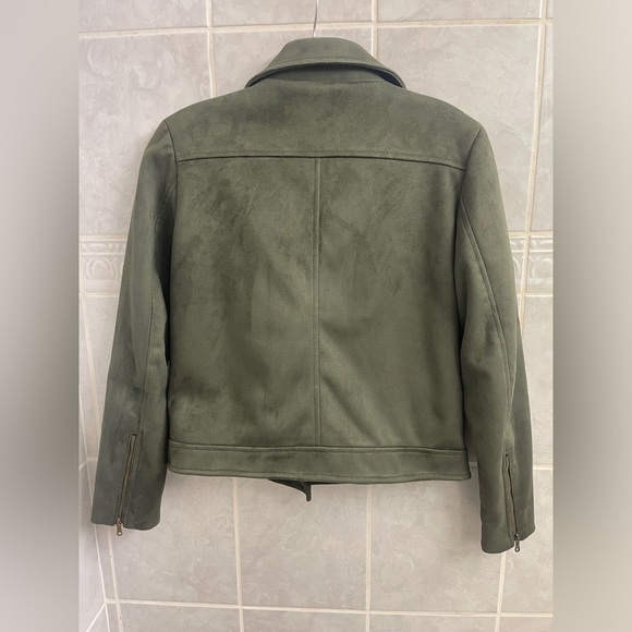 Banana republic jacket Womens Vegan Suede moto full zip green - Picture 4 of 4